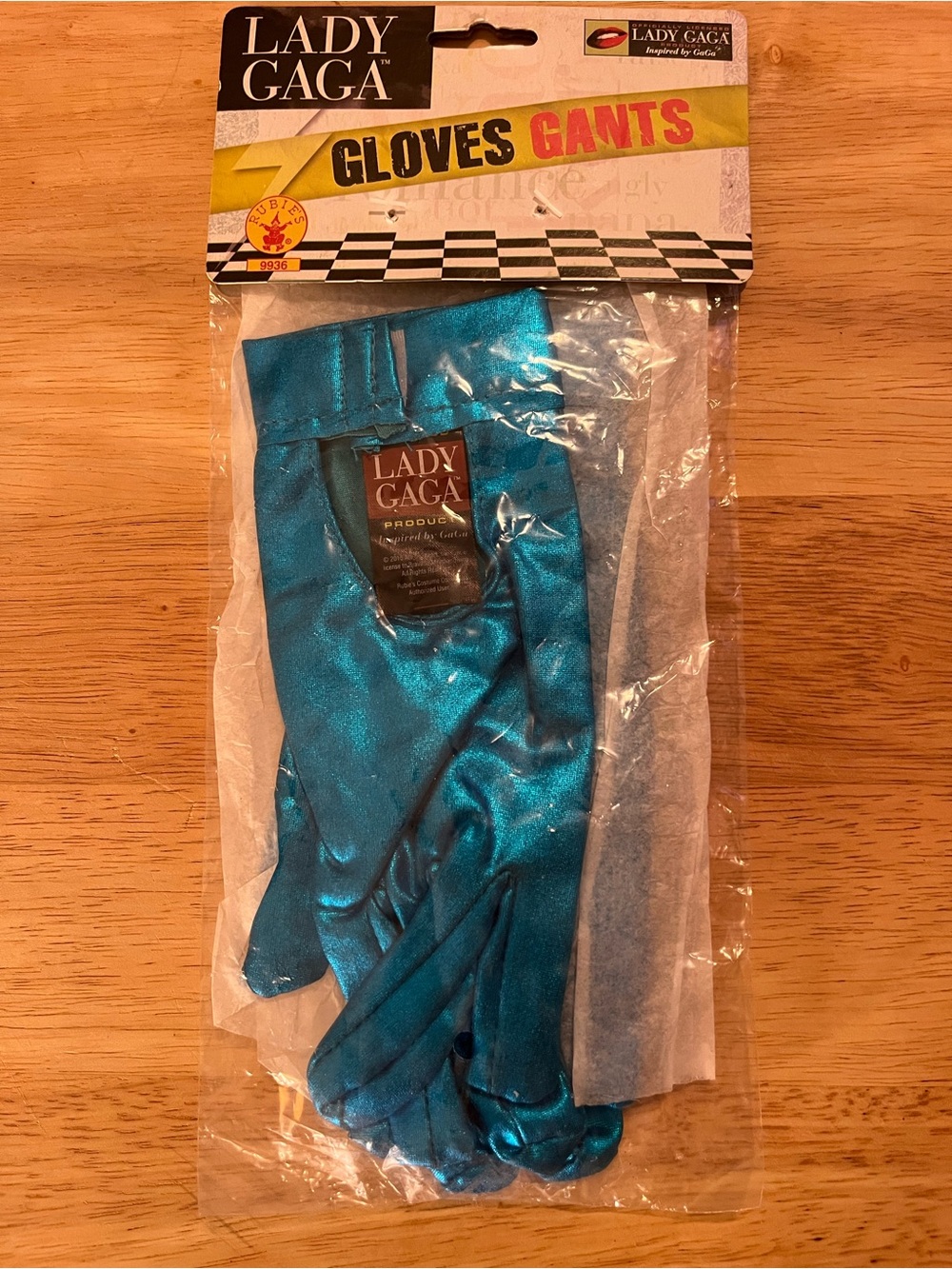 Lady Gaga Costume Metallic Teal Gloves